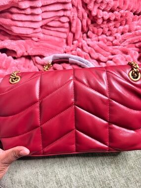 Quilted Leather Shoulder Bag in Burgundy